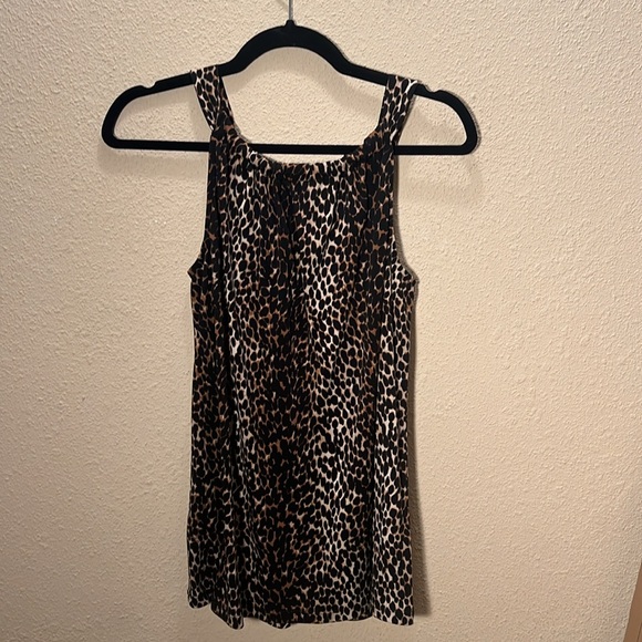 Leopard Animal Print Keyhole Halter Flowy Blouse - Picture 4 of 7